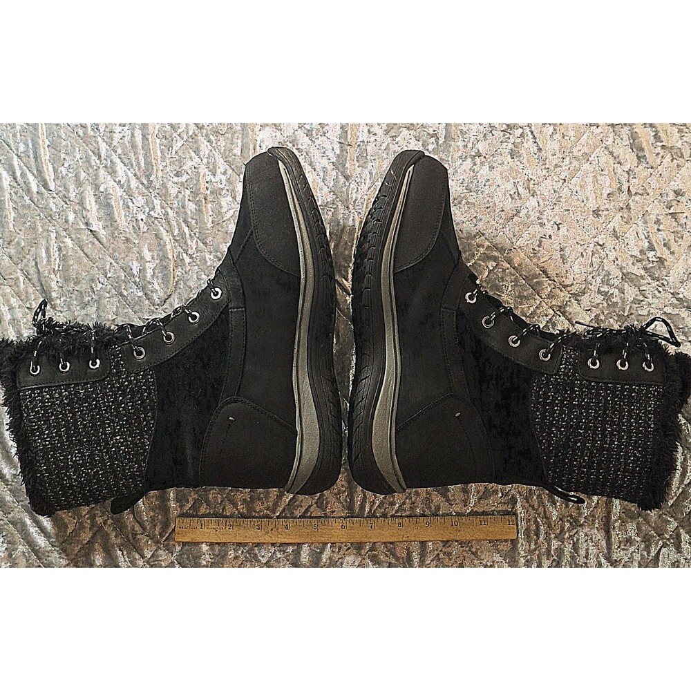 Lands End Womens 473076 Avalanche Snow Boot Black Suede Lace Up Faux Fur Trim 11 - Picture 8 of 12